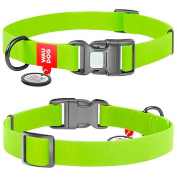 Нашийник для собак Waudog Waterproof водостійкий з QR паспортом 38-58см/25мм салатовий