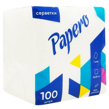 Серветки Papero білий 24х24см 100арк - купити, ціни на Cупермаркет "Харків" - фото 2