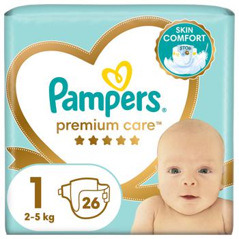 Подгузники Pampers Premium Care размер 1 Newborn 2-5кг 26шт - купить, цены на МегаМаркет - фото 1