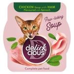 Суп Delickcious из курицы с ветчиной и добавлением шпината для кошек 80г