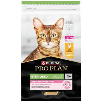 Pro Plan Sterilised Delicate Digestion Adult 1+ cухий корм для котів 10 кг - курка - купить, цены на MasterZoo - фото 1
