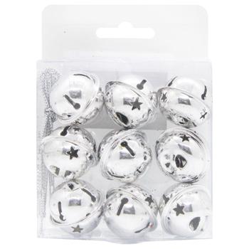 Набор круглых колокольчиков серебряные 9шт 3см - купить, цены на КОСМОС - фото 2