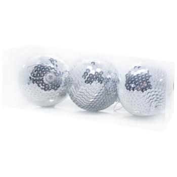 Silver Christmas Balls 8cm 3pcs - buy, prices for COSMOS - photo 2