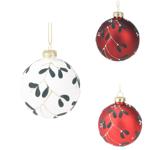 Koopman Leaves Christmas Ball 8cm in Assortment