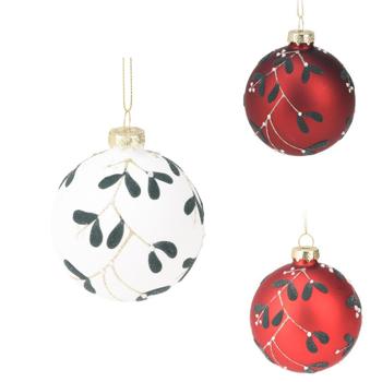 Куля ялинкова Koopman Листя 8см в асортименті - купити, ціни на NOVUS - фото 1