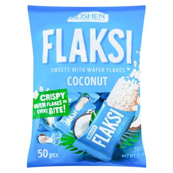 Цукерки Roshen Flaksi Кокос з вафельними пластівцями 500г - купити, ціни на Епіцентр FOOD - фото 1