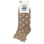 Шкарпетки Premier Socks жіночі середні в рубчик з рюшами серця р.23-25 мокко