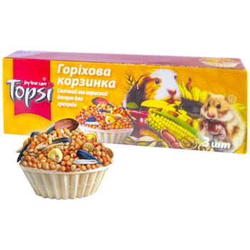 Десерт Topsi Горіхова корзинка для гризунів 3шт 45г - купити, ціни на Auchan - фото 1