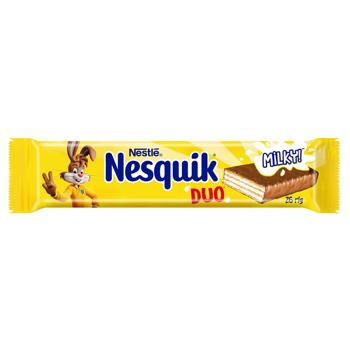 Батончик вафельный NESTLÉ® NESQUIK® DUO в молочном шоколаде 26г - купить, цены на Идеал - фото 1