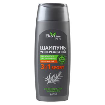 Шампунь-кондиціонер Eko Line Men Універсальний для волосся тіла та обличчя 3в1 250мл