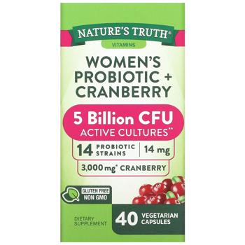 Пробіотики для жінок з журавлиною, Women's Probiotic + Cranberry, Nature's Truth, 40 вегетаріанських капсул - купить, цены на Biotus - фото 2