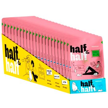 Упаковка вологого корму для кошенят Half&Half Kitten 22 шт х 100 г - індичка - купити, ціни на MasterZoo - фото 1