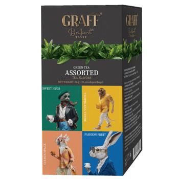Чай зелений Graff Асорті чайних смаків 1,5г*24шт - купити, ціни на Чудо Маркет - фото 1