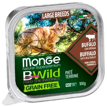 Корм вологий Monge Bwild Grain Free з буйволом для котів великих порід 100г - купити, ціни на MasterZoo - фото 1