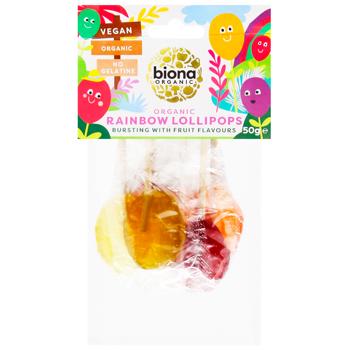 Biona Organic Rainbow Sugar Free Lollipop 50g