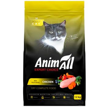 AnimAll Adult сухий корм для котів 12 кг - курка - купити, ціни на MasterZoo - фото 1
