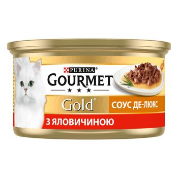 Корм вологий Gourmet Gold Соус Де-Люкс з яловичиною для дорослих котів 85г - купити, ціни на MasterZoo - фото 3