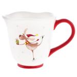 Bona Di Deer on Skis Ceramic Mug 470ml White with Red