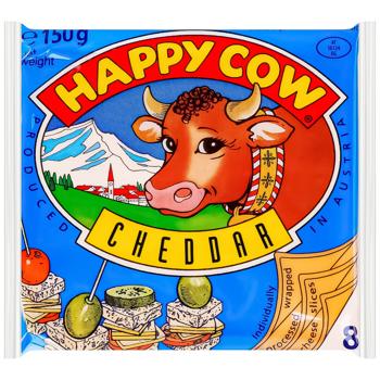 Сир плавлений Happy Cow Чеддер скибочками 35% 150г - купити, ціни на Auchan - фото 1