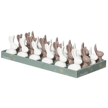 Decoris White/Brown Ceramic Figure Rabbit 12cm