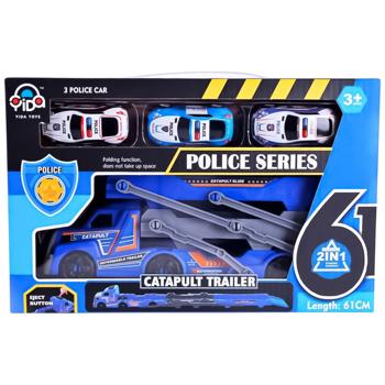 Набор игровой Shantou Jinxing Police Series Catapult Trailer с 3 машинками - купить, цены на Auchan - фото 1
