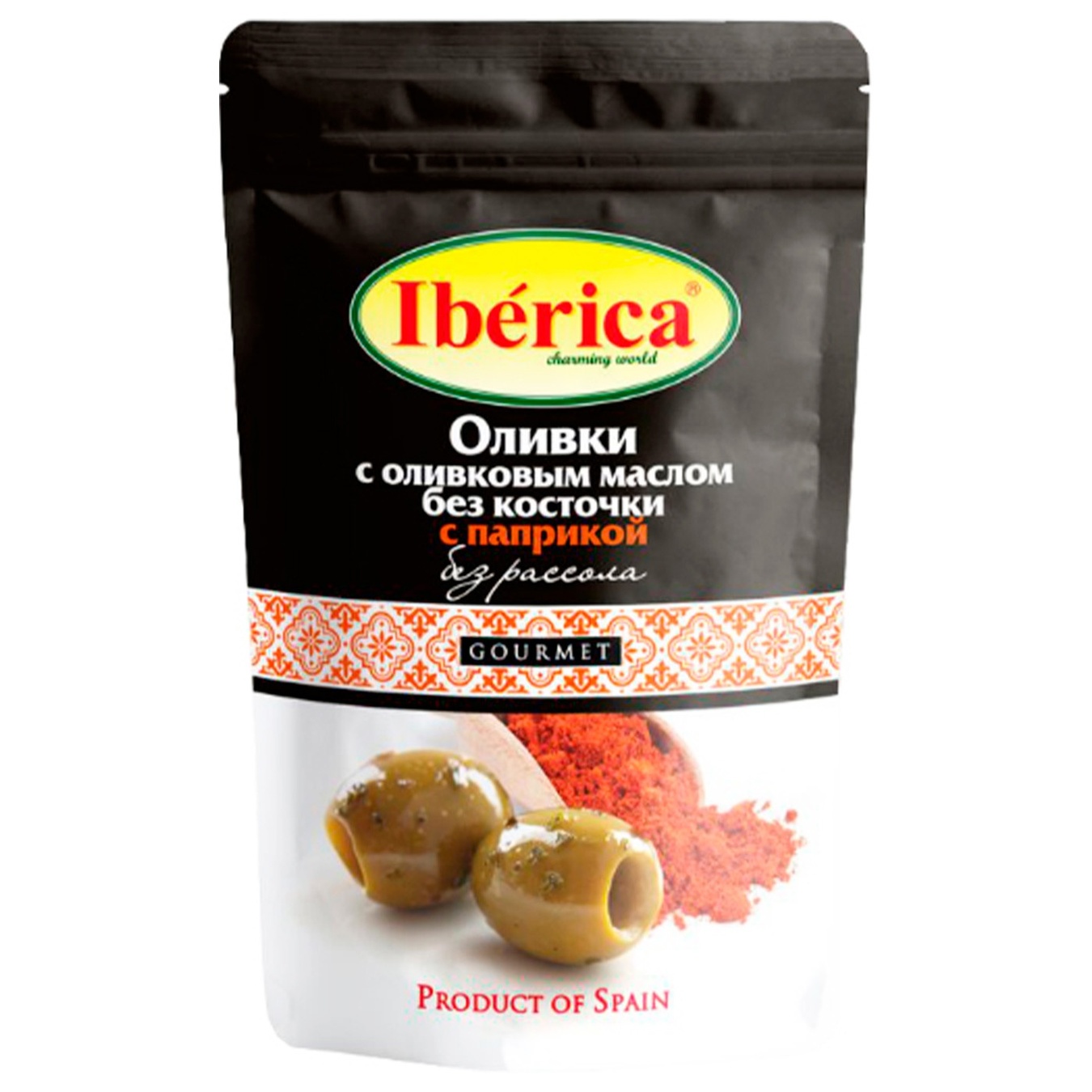 

Маслины без косточки Iberica без рассола с паприкой 70г