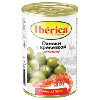 Оливки Iberica фаршированные креветкой 280г - купить, цены на ЕКО Маркет - фото 1