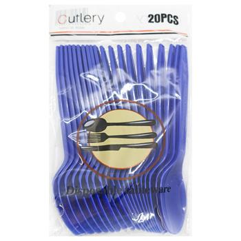 Plastic Blue Spoons 155mm 20pcs