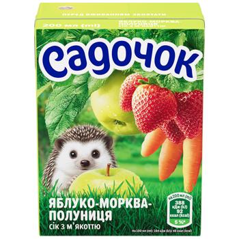 Sadochok Apple Carrot Strawberry Juice with Pulp 200ml - buy, prices for Chudo Market - photo 2