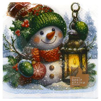 La Fleur Snowman Lantern 2-Ply Table Napkins 33*33cm 16pcs