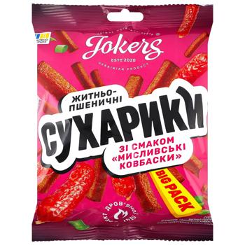 Сухарики JokerS житньо-пшеничні зі смаком мисливські ковбаски 100г - купити, ціни на Чудо Маркет - фото 1