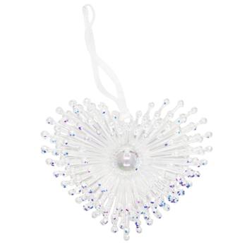 Heart Christmas Tree Pendant 8cm Silver Sequins - buy, prices for Tavria V - photo 1