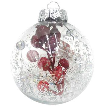 Шар елочный декорированный прозрачный 8см - купить, цены на - фото 3