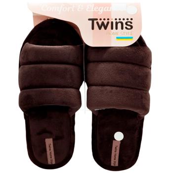 Тапочки женские Twins 13811 плюшевые шоколад р.36/37 - купить, цены на Cупермаркет "Харьков" - фото 1