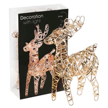 Декорація Koopman Олень з підсвіткою 2хАА 14х5х21см золотистий - купити, ціни на NOVUS - фото 1