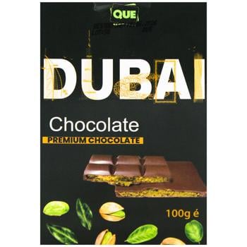Шоколад молочний Que Dubai Pistachio 100г