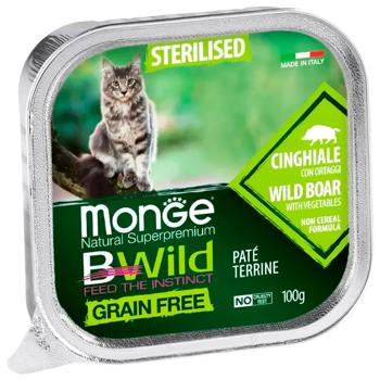 Monge Bwild Grain Free Wet Food with Wild Boar and Vegetables for Sterilized Cats 100g - buy, prices for MasterZoo - photo 1