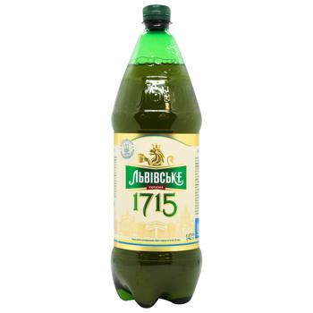 Пиво Львовское 1715 светлое 4,5% 1,42л - купить, цены на AlcoHub - фото 1