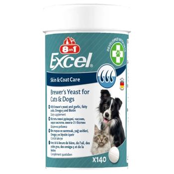 8in1 Excel Brewer's Yeast Skin and Coat Care вітаміни для собак 140 шт - купити, ціни на MasterZoo - фото 1