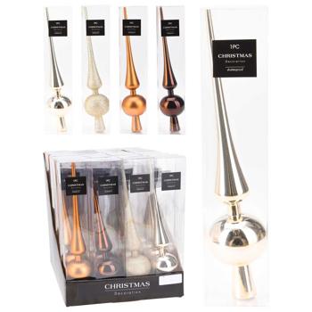 Верхушка на елку Koopman конусная в ассортименте 28см