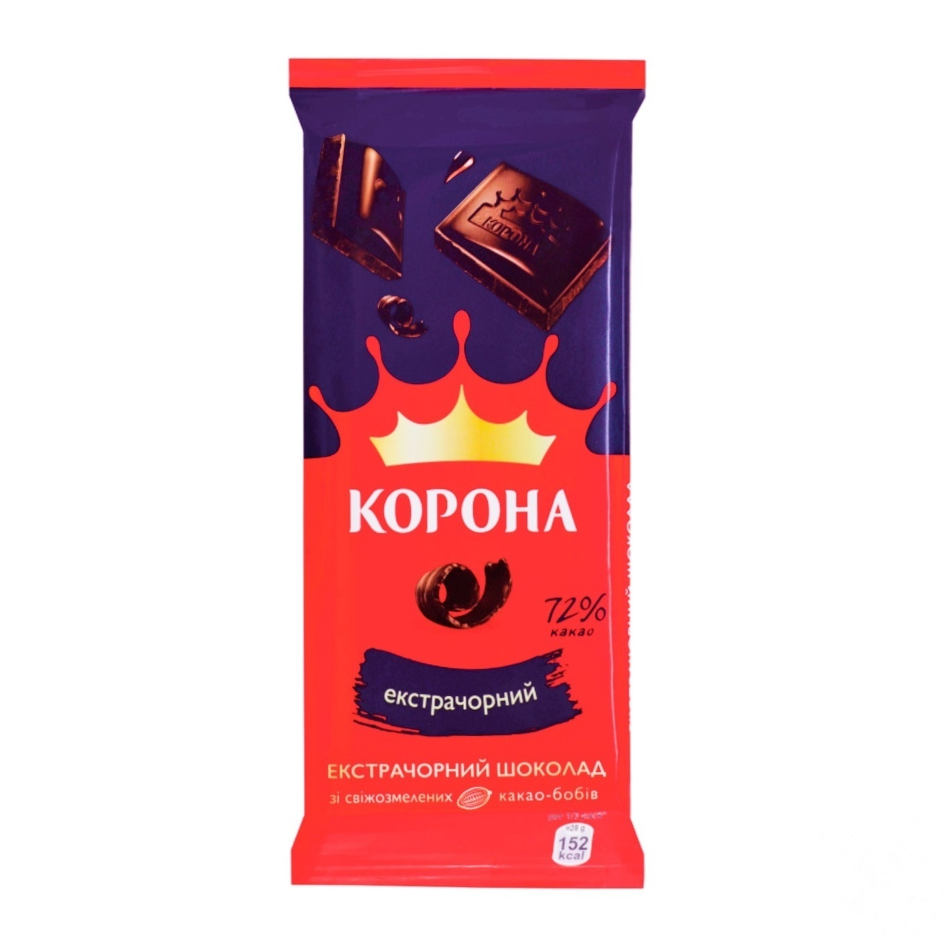 

Шоколад Корона экстрачерный 72% 90г