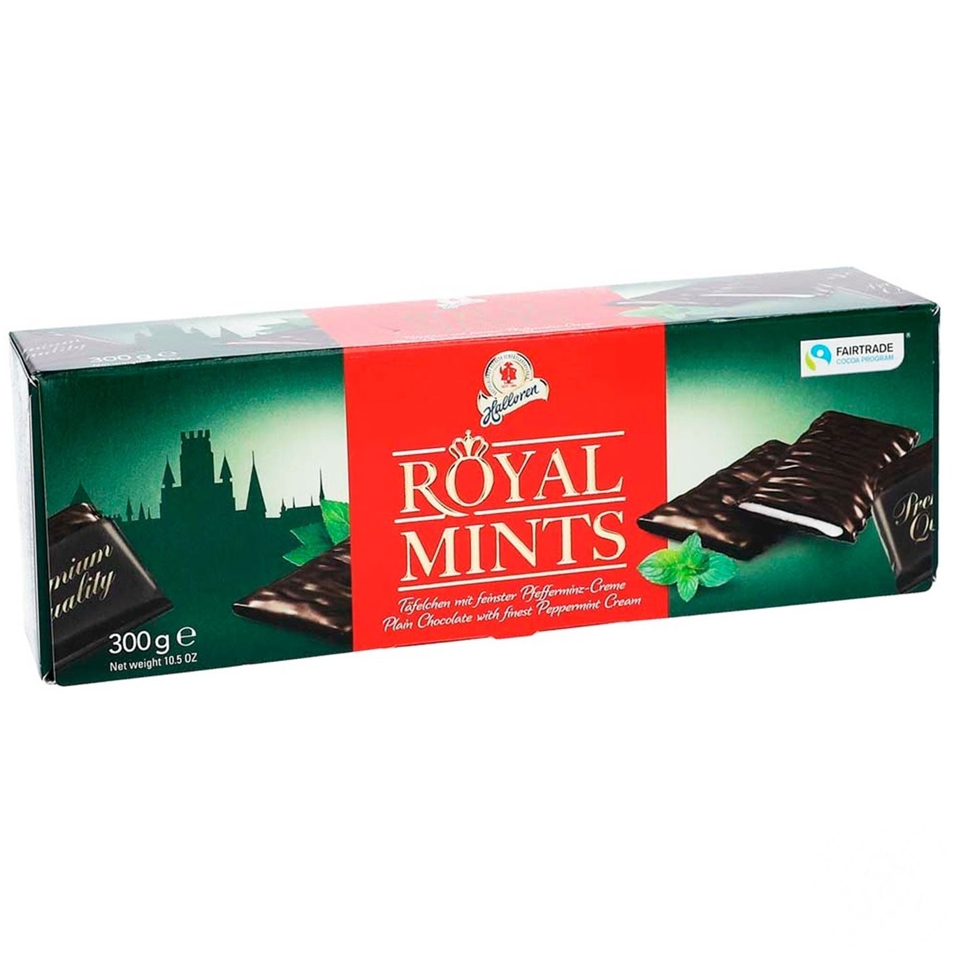 

Конфеты шоколадные Halloren Royal Mints с мятно-кремовой начинкой 300г