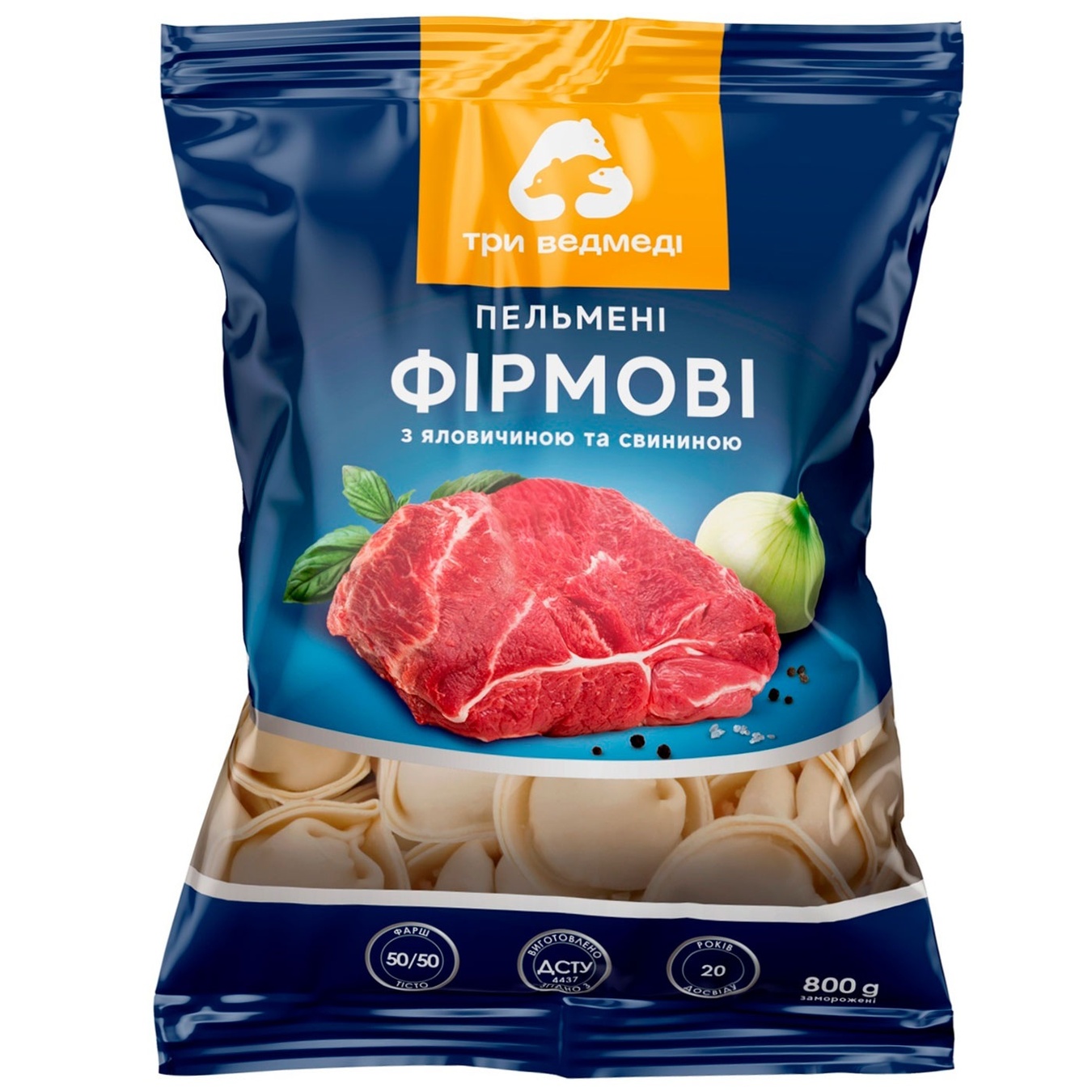 

Пельмени Три Медведя Фирменные с говядиной и свининой 800г