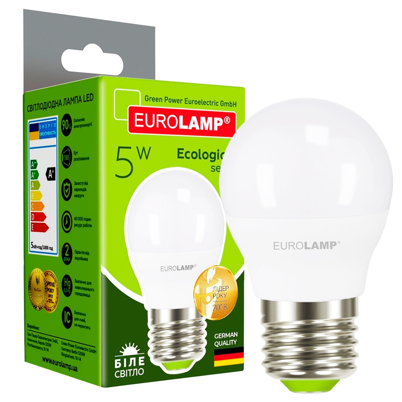 

Лампа светодиодная Eurolamp Е27 5W 4000К
