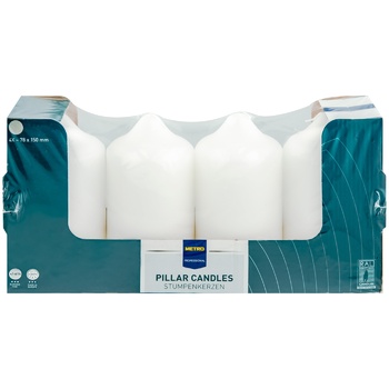 Metro Professional White Pillar Candle 78x150mm 4pcs - buy, prices for METRO - photo 1