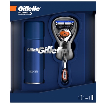 Подарочный набор Gillette Fusion5 бритва + сменная кассета + гель для бритья Ultra Sensitive 75мл - купить, цены на METRO - фото 2