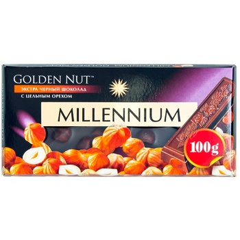 Шоколад черный Millennium Golden Nut с цельными лесными орехами 90г - купить, цены на METRO - фото 2