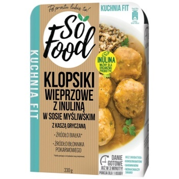 So Food Meatballs with Inulin in Hunting Sauce with Buckwheat Ready Meal 330g - buy, prices for - photo 1