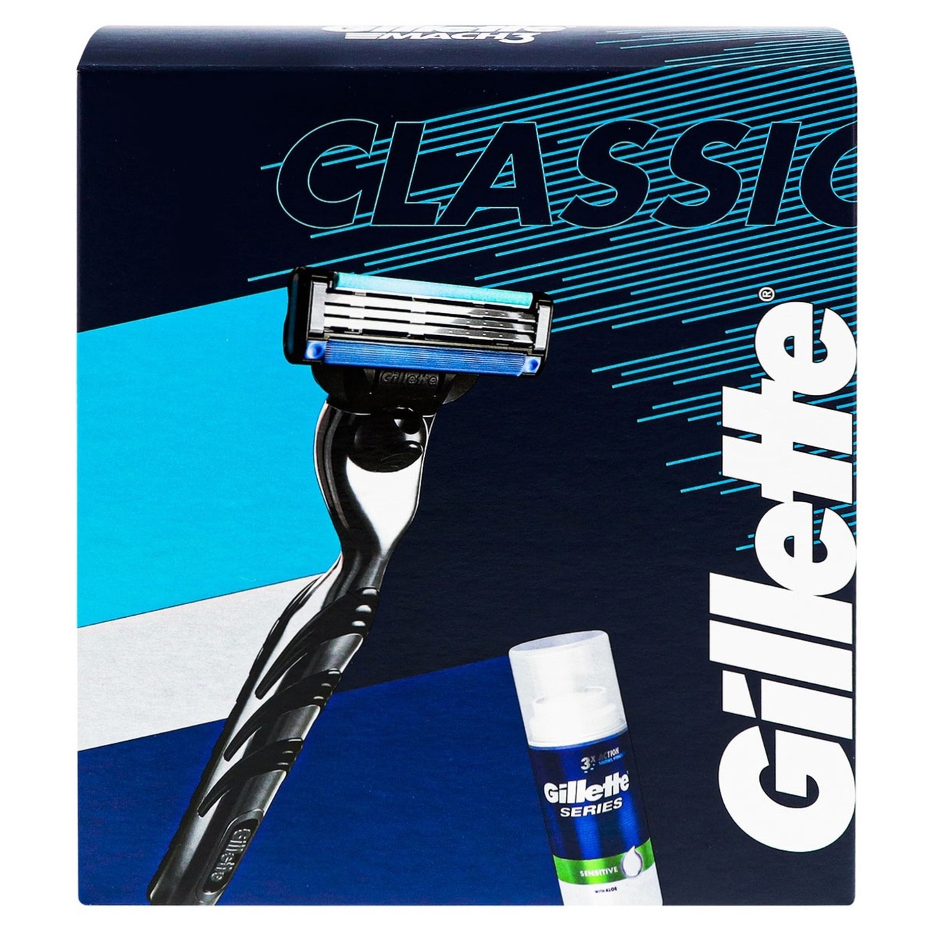 

Набор подарочный Gillette Mach3 Бритва с 1 сменной кассетой + Пена для бритья 100мл
