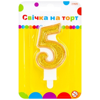 Свічка Maxi на торт 7,62см п'ять